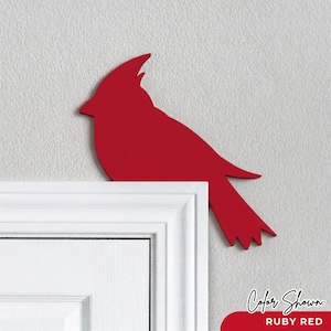 Décoration de porte Cardinal rouge - Décoration réversible pour porte Cardinal - Décoration de porte oiseau - Décoration de cadre de porte oiseau Cardinal - Cadeau Cardinal