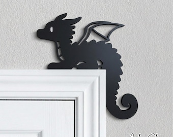 Dragon Door Corner - Cute Dragon Door Topper - Dragon Door Frame Topper - Dragon Gift Ideas - Dragon Home Decor - Fantasy Gifts