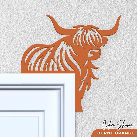 Highland Cow Door Corner - Furry Cow Door Topper - Reversible Highland Cow Door Border - Highland Cow Gift Ideas - Scottish Coo Wall Art