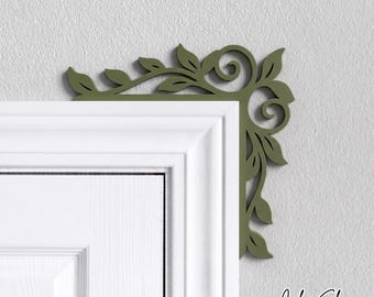 Adorno para marco de puerta con diseño de enredadera de laurel - Adorno para puerta con diseño de enredadera - Esquina de puerta reversible con diseño floral de enredadera - Detalles decorativos para el hogar de estilo victoriano - Borde decorativo