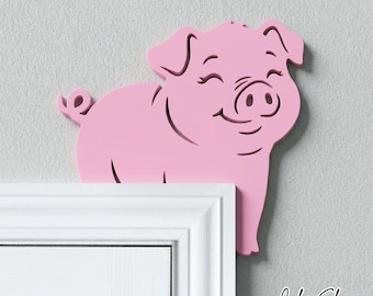 Little Piggy Door Topper - Reversible Pink Pig Door Corner - Piglet Door Border - Cute Piggy Decor - Pig Gift Ideas