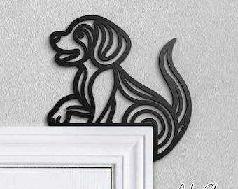 Swirly Puppy Dog Door Corner - Cute Puppy Door Topper - Dog Door Frame Topper - Labrador - Hound - Beagle - Dog Home Decor