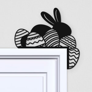 Easter Bunny Door and Window Frame Topper - Reversible Easter Door Decoration - Easter Egg Door Decorations - Cute Easter Decorations