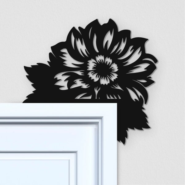 Black Flower Door Topper - Reversible Flower Door Corner - Sunflower Door Topper - Floral Door Frame Decoration - Flower Window Frame Topper