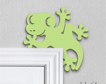 Little Gecko Door Frame Topper - Reversible Gecko Lizard Door Corner - Cute Lizard Door Border - Gecko Gifts Ideas - Lizard Wall Decor