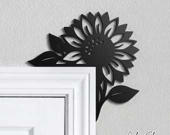 Adorno de girasol para puerta - Esquina de puerta reversible con girasol - Adorno floral para puerta - Decoración floral para el hogar - Arte floral para pared - Ideas para regalos florales