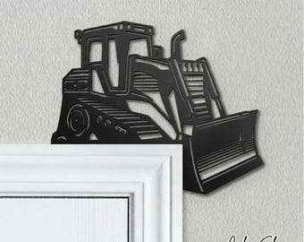 Reversible Bulldozer Door Corner - Bulldozer Door Topper - Construction Vehicle Decorations for Boys - Construction Bedroom Decorations