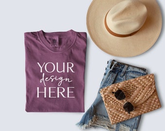 Berry Mockup Comfort Color Mockup C1717 Mockup Comfort Colors 1717 Folded Tshirt Mockup Comfort Colors Flat Lay Clean Mockup