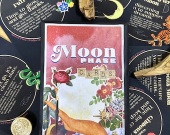 Moon Phase Meditation Cards, Lunar Cards, moon cycles, moon cards, mantra cards,