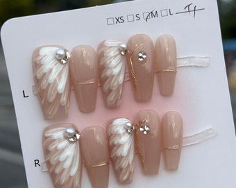 Angel wings press on nails