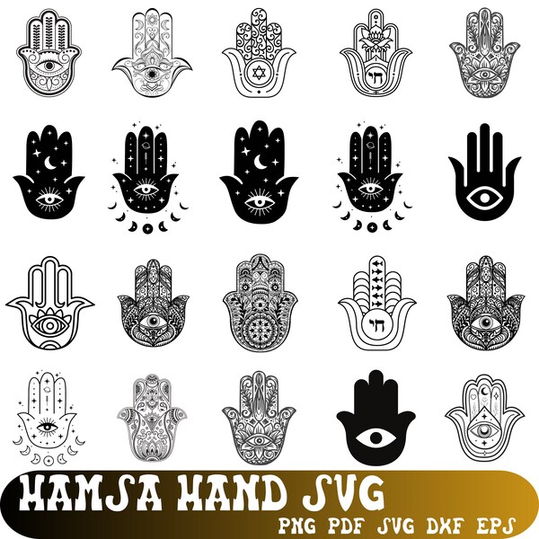 Hamsa Hand, Hand of Fatima Design | svg png dxf pdf eps | vector graphic design cut print dye sub laser engrave digital files commerial use