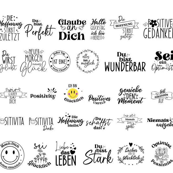 Positives Zitat SVG Bundle, german saying bundle, German motivational, German positive svg, German svg, German saying Svg, sprüche svg