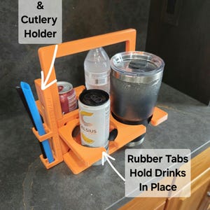 Collapsible 4-Cup Drink Caddy – 3D Printed Travel Carrier- Beverage Holder- Fold Up- Compact- Reusable