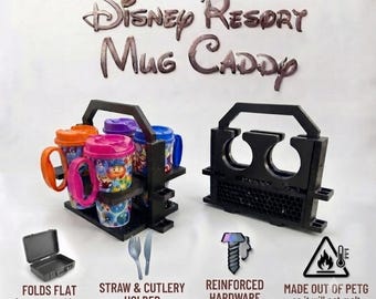 Disney Drink Holder and Cup Carrier for Resort Refillable Mugs, Multi Drink Caddy for Theme Park Days and Disney Vacation