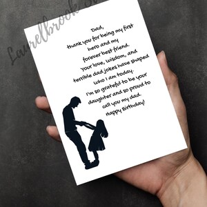 Druckbare Sentimental Geburtstag 5X7 Karte von Tochter von Tochter für Papa Vater / digitale herzliche Geburtstagskarte für Papa Vater