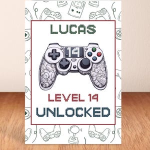 Cartão de aniversário personalizado com controle de videogame digital/cartão de aniversário digital para jogadores para meninos e meninas/adolescentes