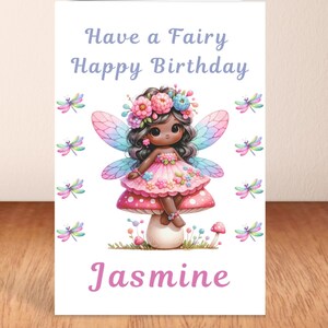 Cartão de aniversário digital personalizado para menina fada/cartão de aniversário digital para menina/filha/neta/criança