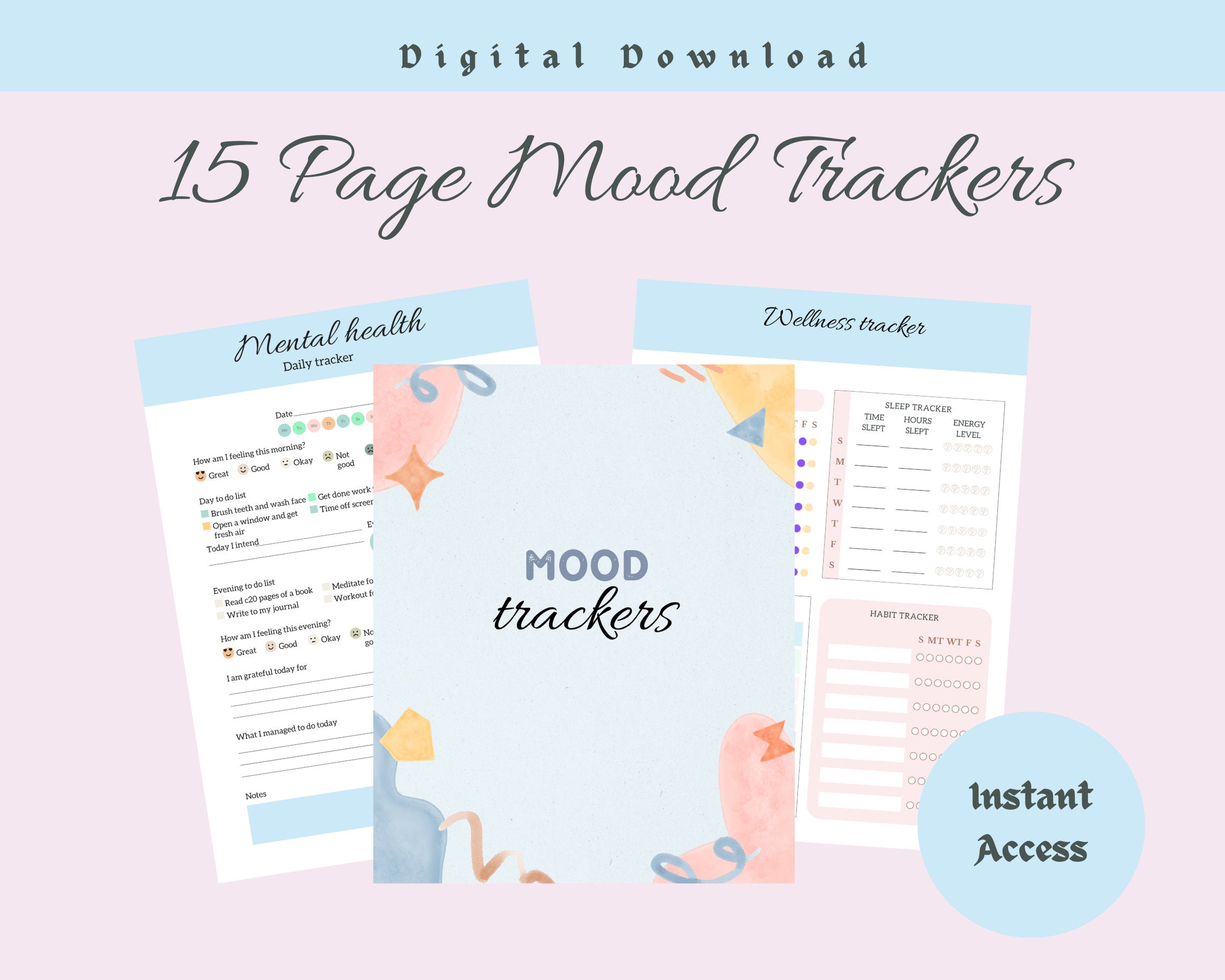 Mood Tracker Printable Pack, Mental Health Tracker, Circular Mood Chart ...