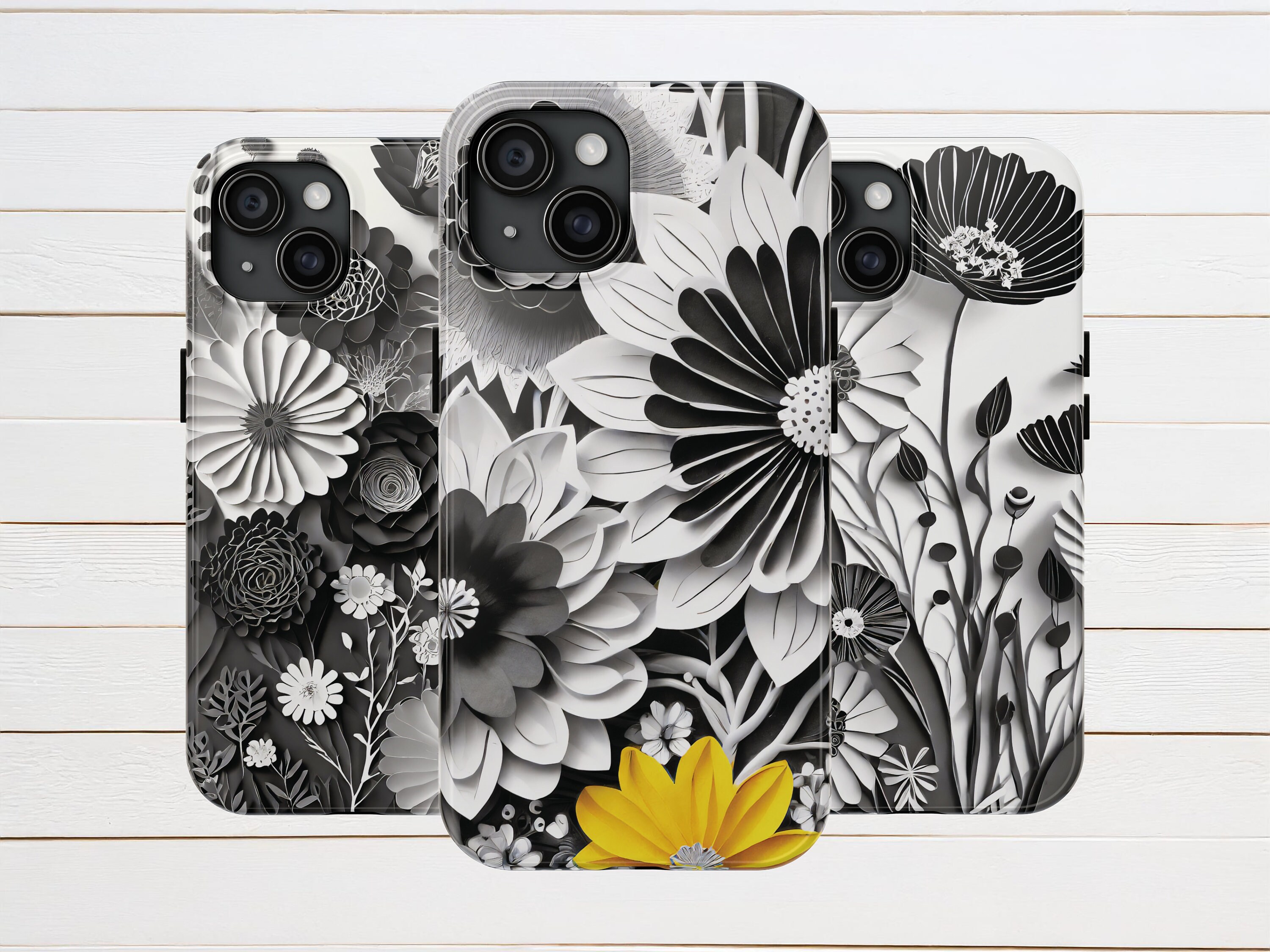 iPhoneアクセサリー OFF-WHITE Flowers iPhone X Case Black Black & White Paper Flowers iPhone Case| iPhone 15 to X