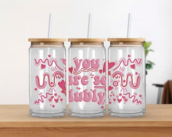 You Are So Lubly, 16oz Szklany Tumbler UV DTF Pełne opakowanie Cyfrowe pobieranie, Aborygeński Artysta, Przyjazny Sojusznik, Sublimacja