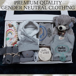 Personalized Baby Gift Box | Gender Neutral Welcome Home Set| Embroidered Baby Clothes