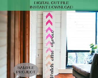 Tabla de crecimiento para niños SVG Digital Laser Cut Design File Growth Ruler Height Chart Watch Me Grow Board regalo para niños signo de decoración de guardería