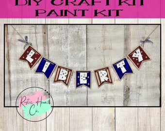 4th of July Liberty banner garland DIY Summer wood craft sign paint kit