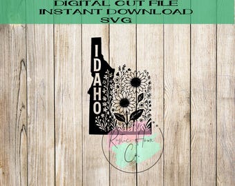 Diseño de parche para sombrero de girasol de flores silvestres de Idaho, SVG, PNG, archivo digital cortado con láser