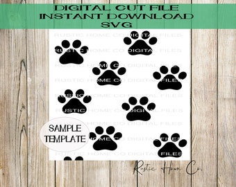 Paw Print svg plantilla de pata de perro Corte láser Patrón de plantilla de archivo digital