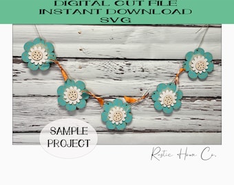 Guirnalda de estandarte de flores de primavera svg Archivo digital cortado con láser Glowforge Listo Día de las Madres Floral