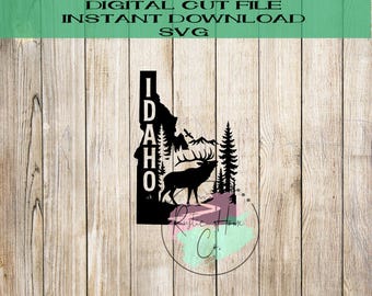 Diseño de parche para sombrero de alce de Idaho, fauna silvestre, SVG, PNG, archivo digital cortado con láser