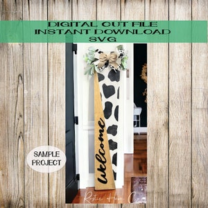 Welcome Porch sign svg cow print svg front porch decor gift SVG laser Cut File Digital download