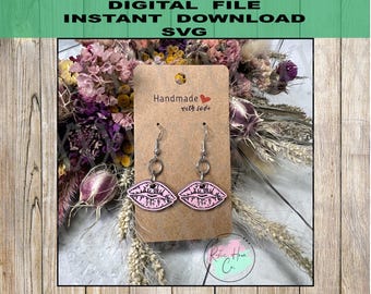 Pendientes de labios de San Valentín Diseño SVG Archivo digital cortado con láser
