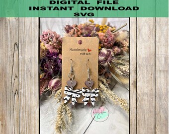 Pendientes de corazón con lazo de San Valentín Diseño SVG Archivo digital cortado con láser