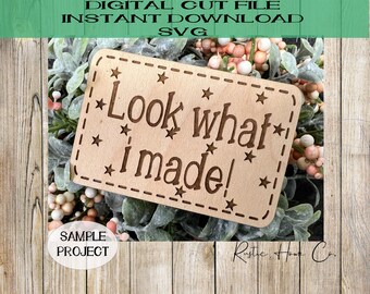 Mira lo que hice imán de nevera svg Laser Cut Digital File niños arte regalo niños cocina nevera imán Glowforge archivo