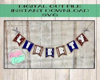 4th of July Liberty banner garland svg Laser Cut Digital File Glowforge Ready America