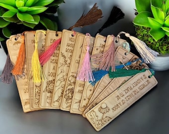Engraved Wooden Bookmark: Inspirational Sayings, Book Lover Gift