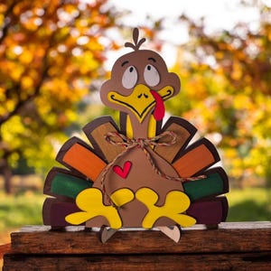 Wood Turkey Decoration for Fall Décor, Handcrafted Rustic Thanksgiving, Harvest Table Centerpiece, Seasonal Home Accent