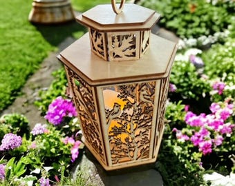 Rustic Cardinal Lantern: Handmade Bird Accent, Flameless Candle Included