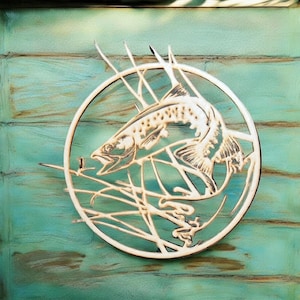 Trout Wall Hanging Rustic Fish Decor, Handcrafted Wooden Cabin Art, Nature Lover Gift, Fishing Room Decoration, Outdoor Wildlife Wall Art