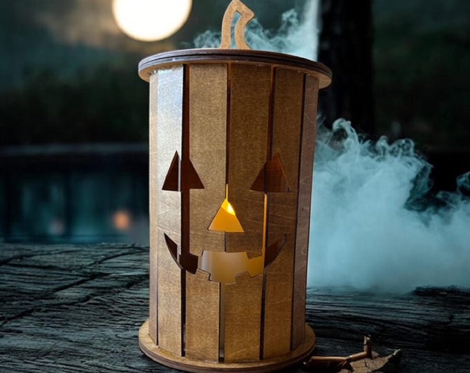Featured listing image: Lighted Jack-o-Lantern: Wooden Halloween Decor