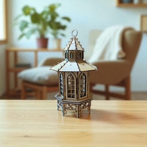 Wooden Gothic Flameless Candle Lantern, Victorian Style, Indoor Decor, Spooky Halloween, Romantic Candle Holder, Gothic Home Accent