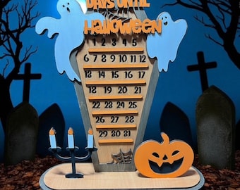 Halloween Coffin Countdown Calendar: Spooky Wooden Halloween Decor