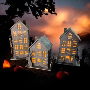 Haunted House Tea Lights - Spooky Halloween Candle Décor, Ghostly Tea Light Set, Perfect Seasonal Party Accent