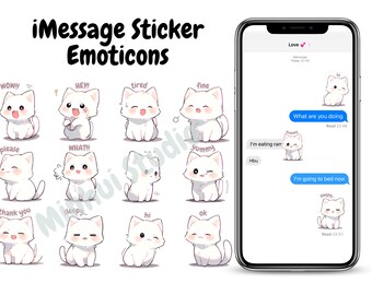 Digital iMessage Emoticon Stickers | Cute Cat Stickers| Stickers