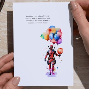 Cartão de aniversário engraçado do Deadpool, super-herói