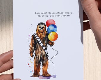 Chewbacca Birthday Card - Star Wars Card - Happy Birthday - Birthday - Instant Download