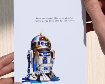 Tarjeta de cumpleaños digital de R2D2 - Tarjeta de Star Wars - Feliz cumpleaños - Descarga instantánea