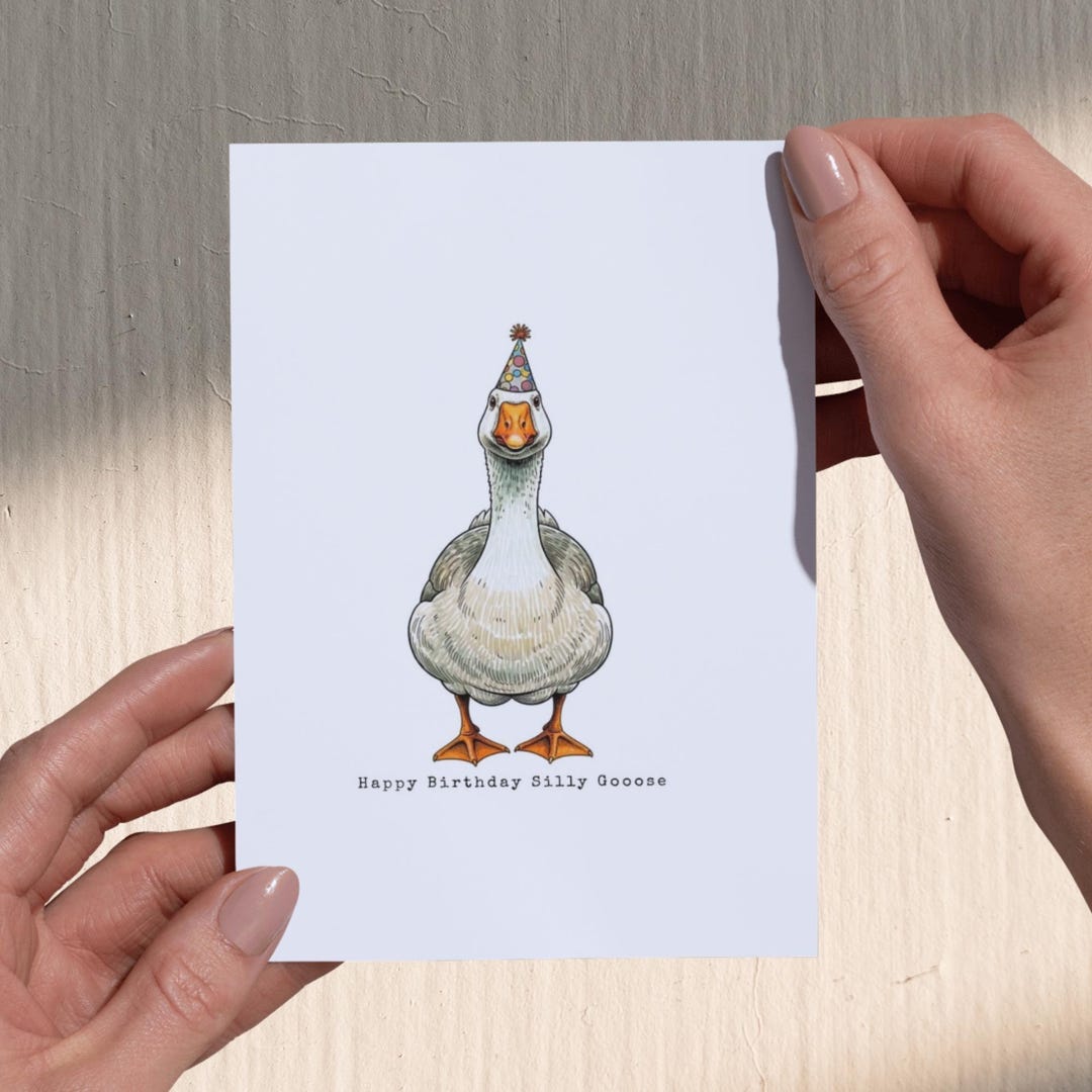 Funny Goose Birthday Card – Party Hat Animal Print (digital Download ...
