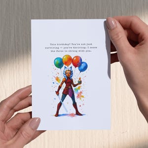 Cartão de Aniversário Digital - Balões Ashoka - Cartão Star Wars - Feliz Aniversário - Aniversário - Tano - Download Instantâneo